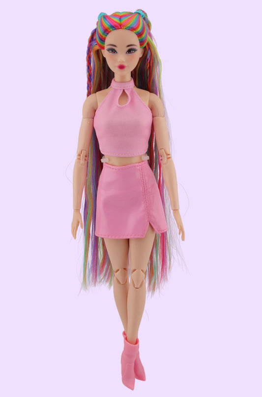 Rainbow Hair Custom Odile Barbie Rerooted