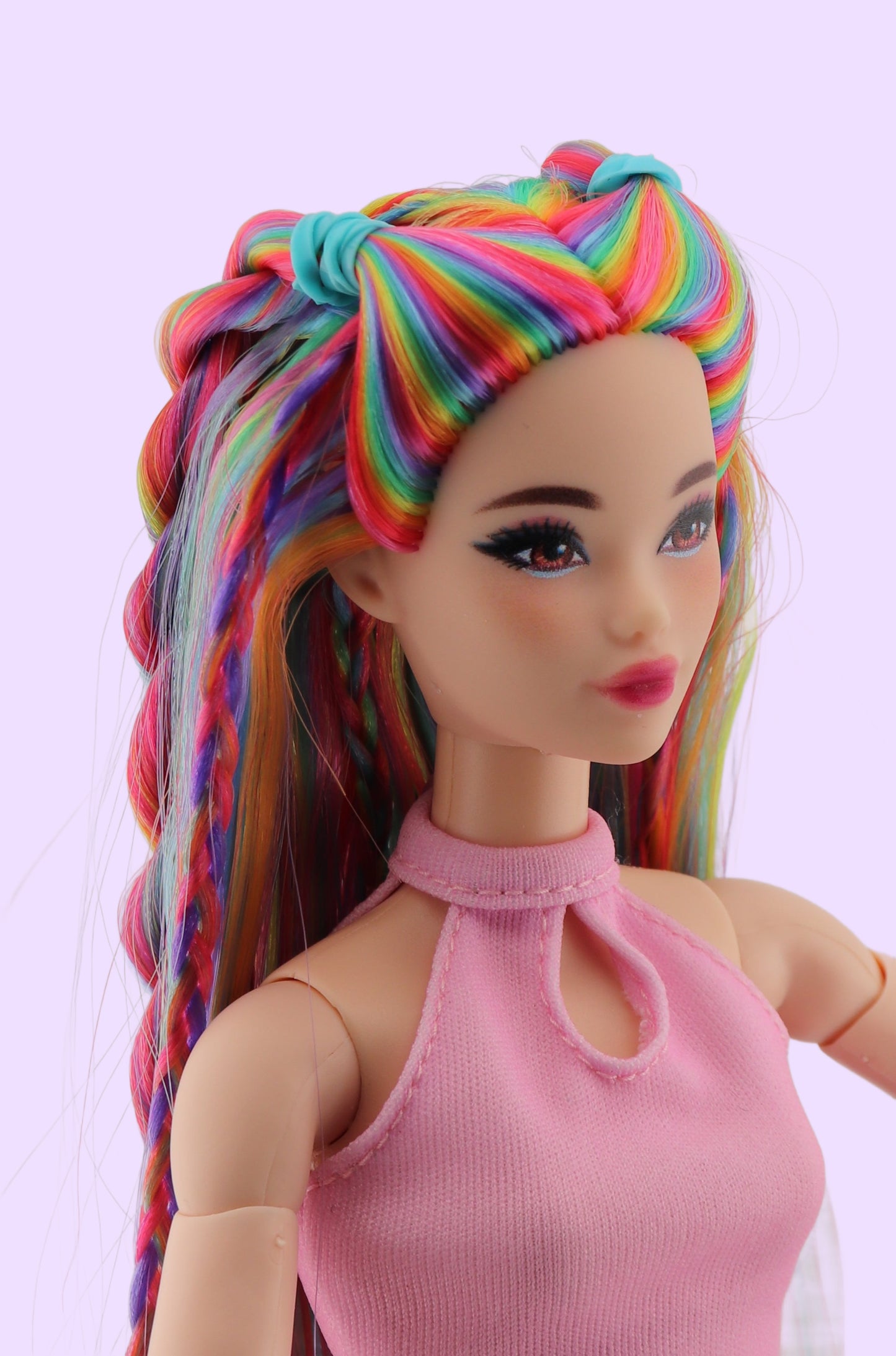 Rainbow Hair Custom Odile Barbie Rerooted