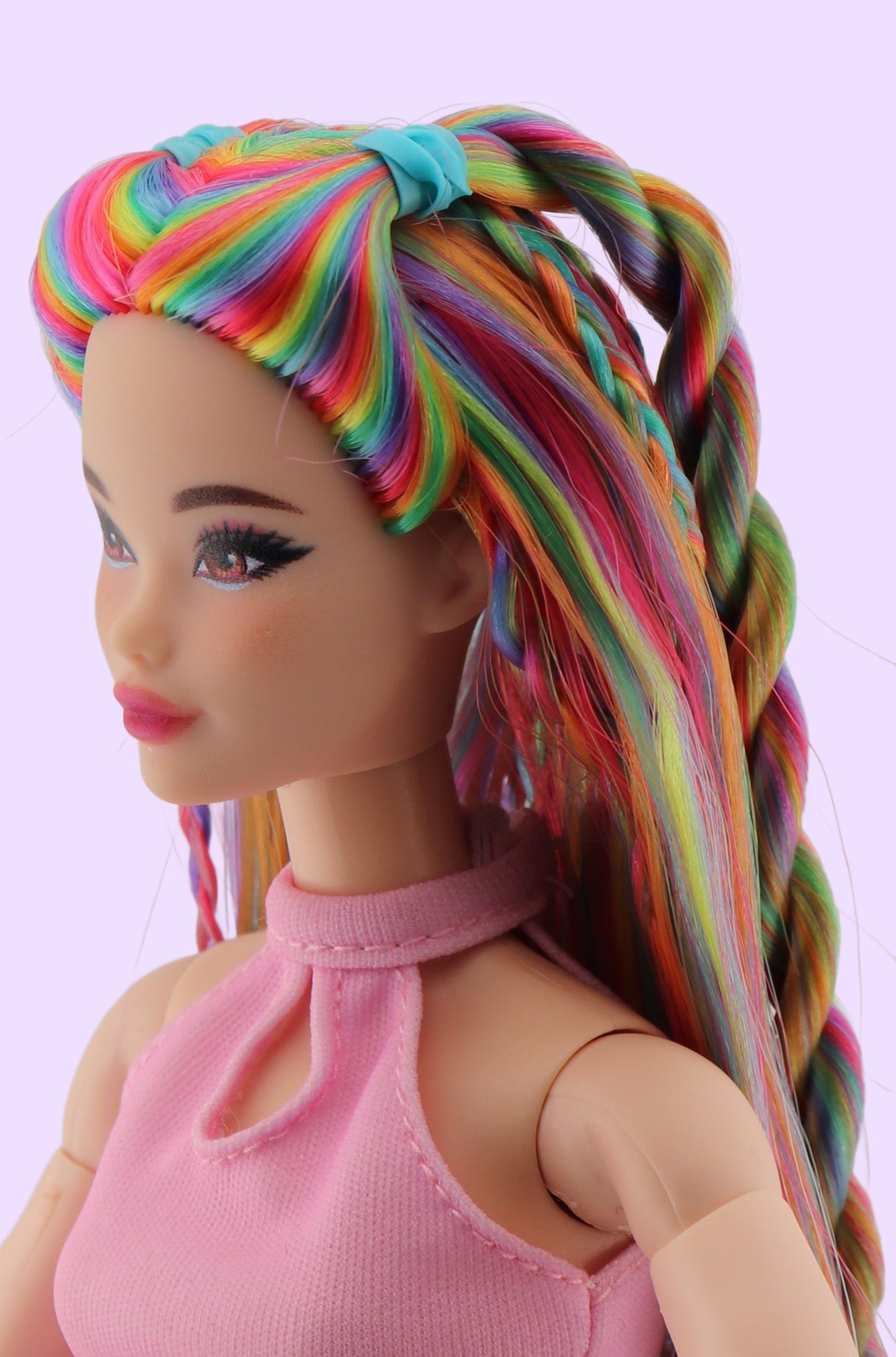 Rainbow Hair Custom Odile Barbie Rerooted