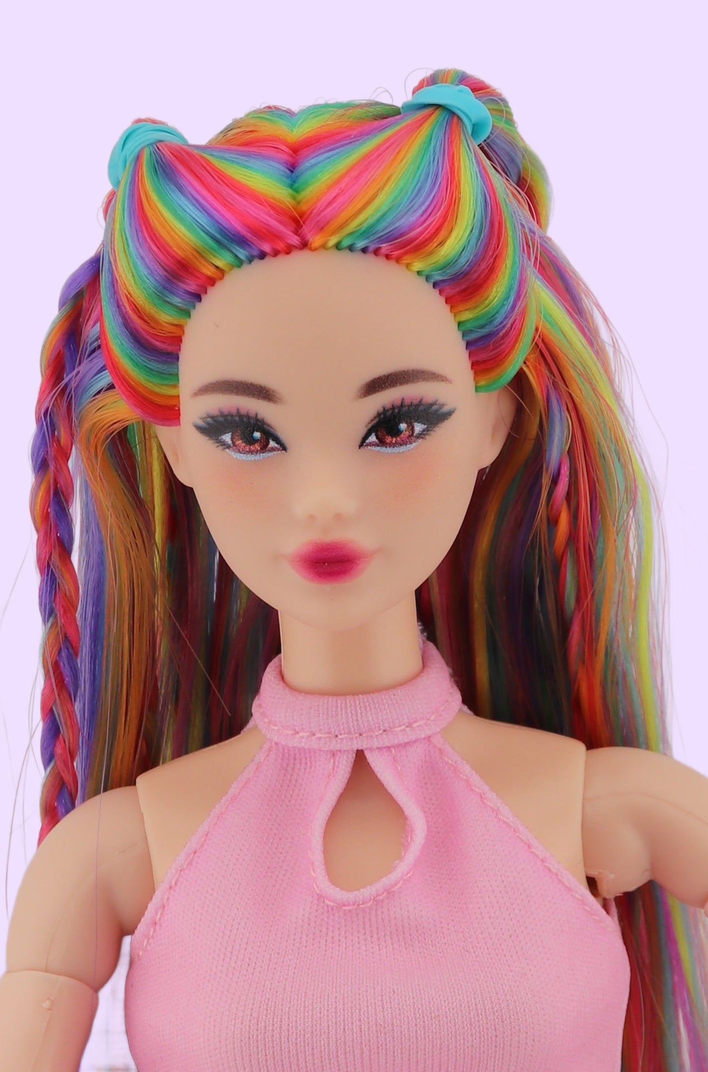 Rainbow Hair Custom Odile Barbie Rerooted
