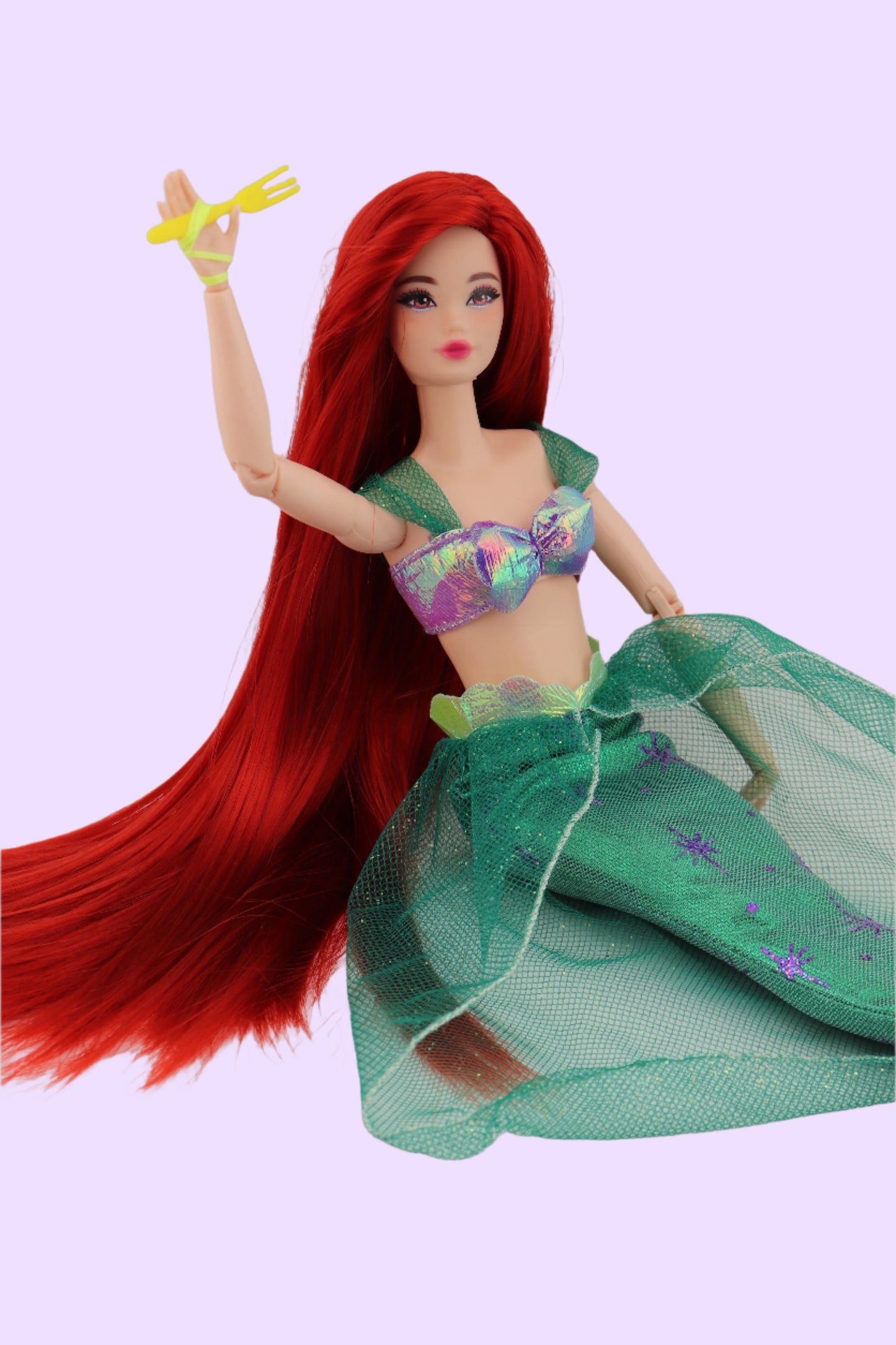 Barbie as Ariel The Little Mermaid Custom Rerooted Red Hair Odile