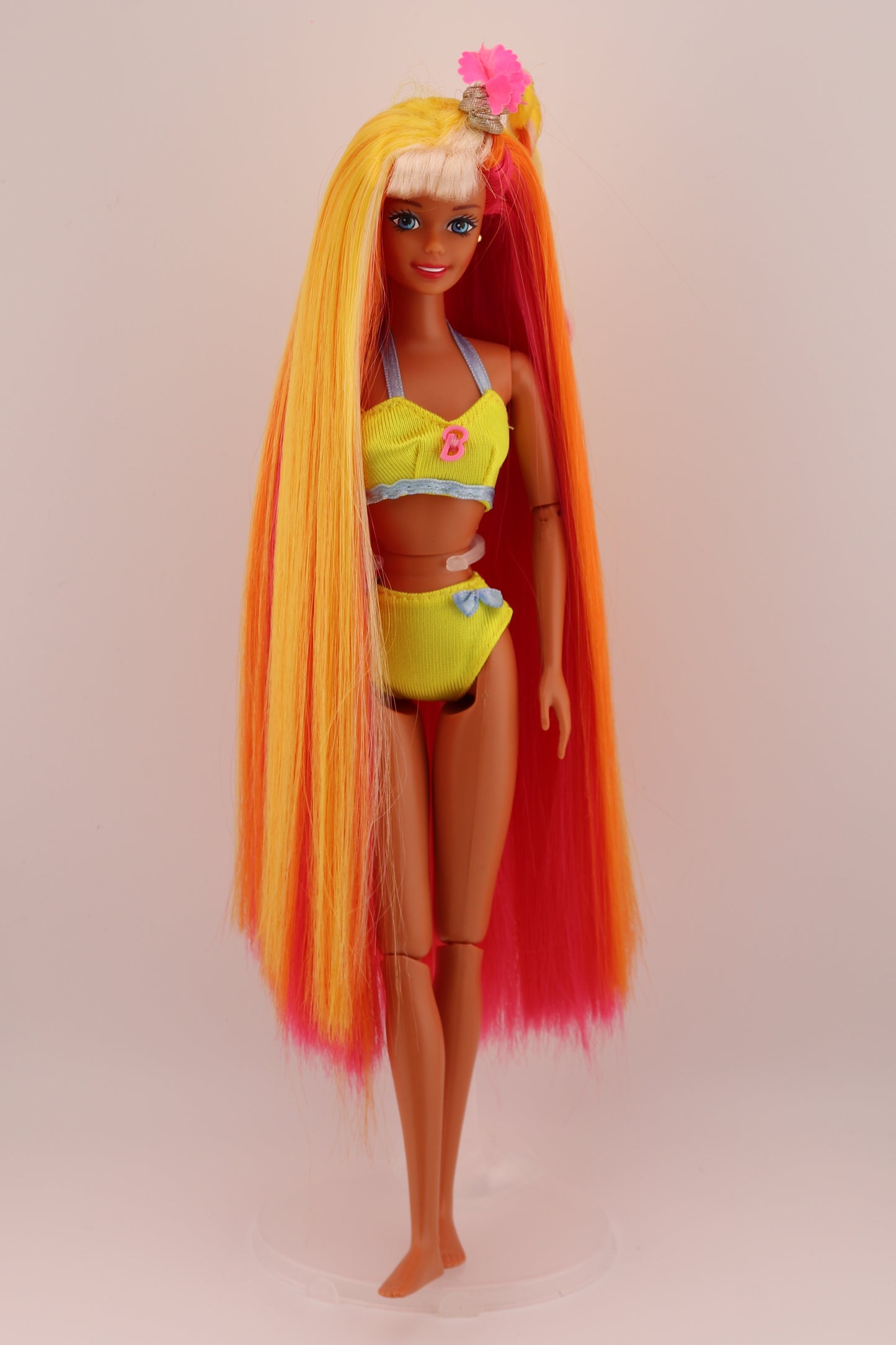 Hula Hair Barbie Pink Yellow and Orange Hair (1996) #1