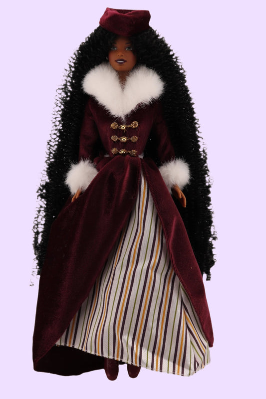 Victorian Ice Skater Barbie Rerooted with Extra Long Curly Hair