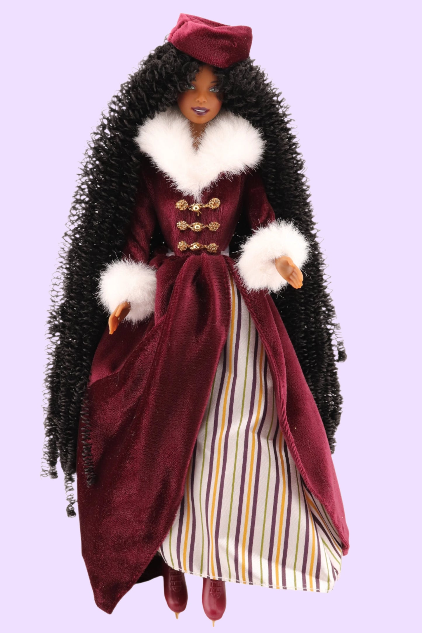 Victorian Ice Skater Barbie Rerooted with Extra Long Curly Hair