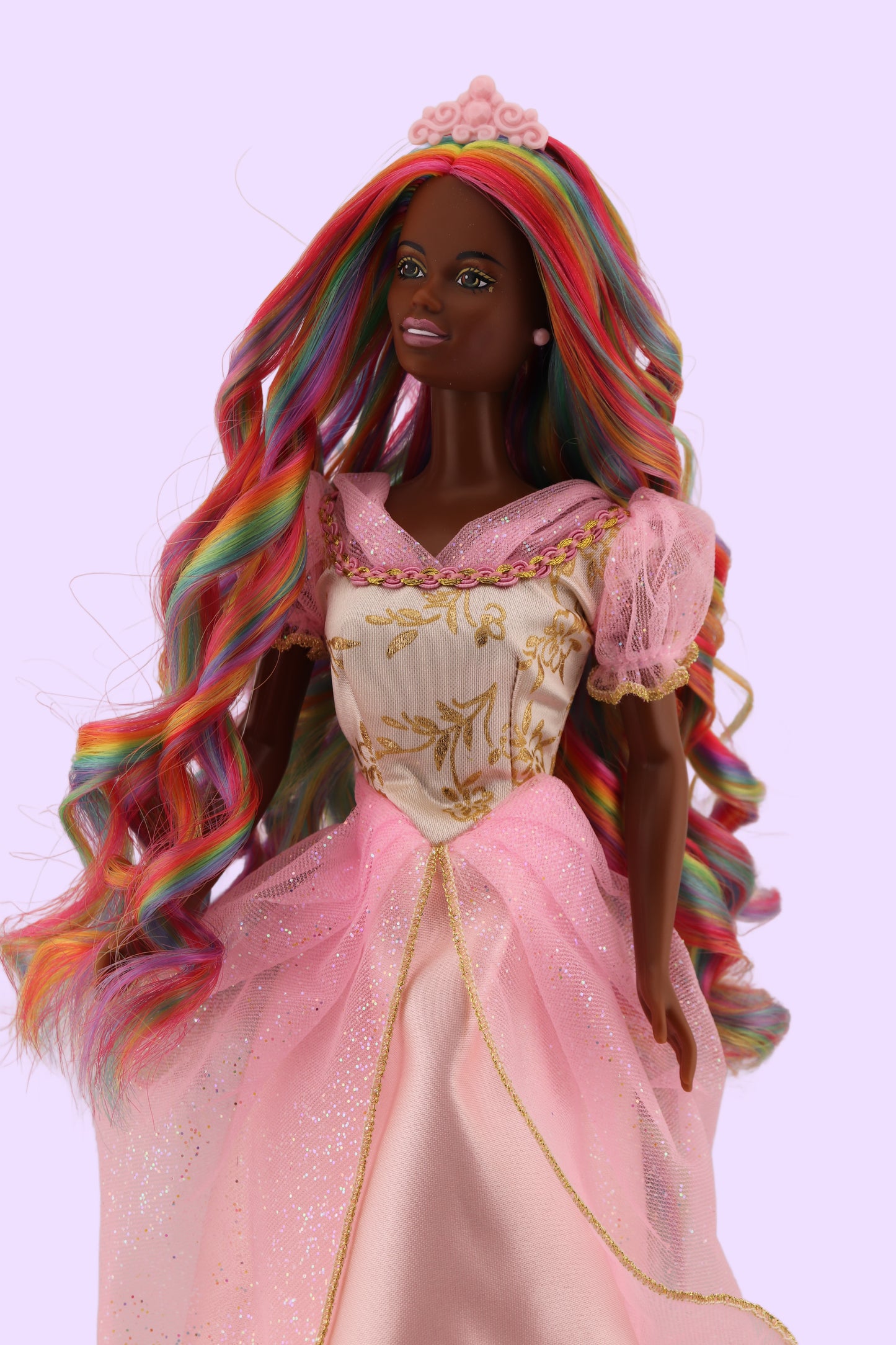 Pastel Rainbow Barbie Reroot on Christie Face