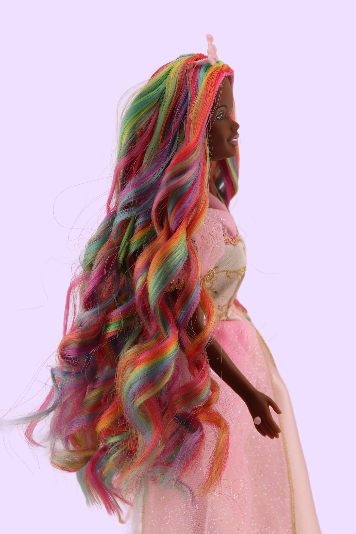 Pastel Rainbow Barbie Reroot on Christie Face