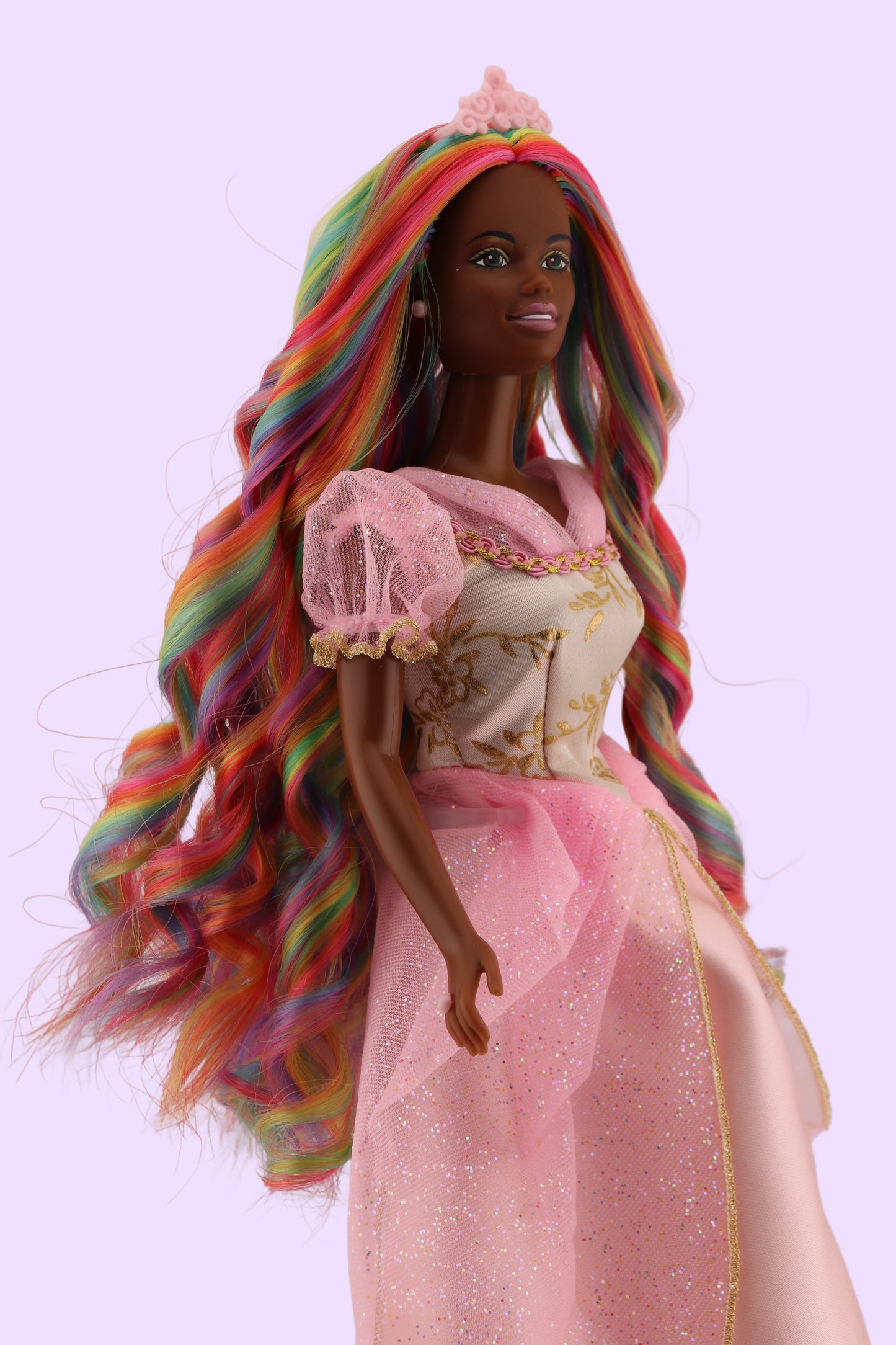 Pastel Rainbow Barbie Reroot on Christie Face