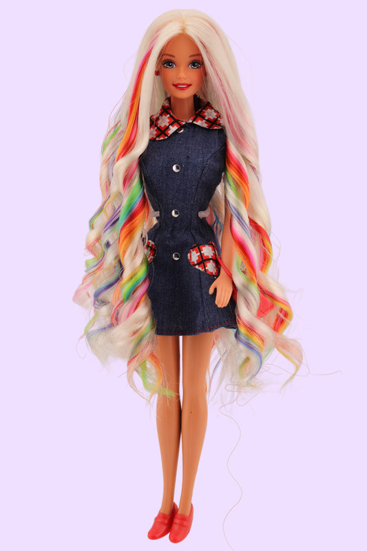 Custom Platinum Barbie with Peek-A-Boo Rainbow Hair
