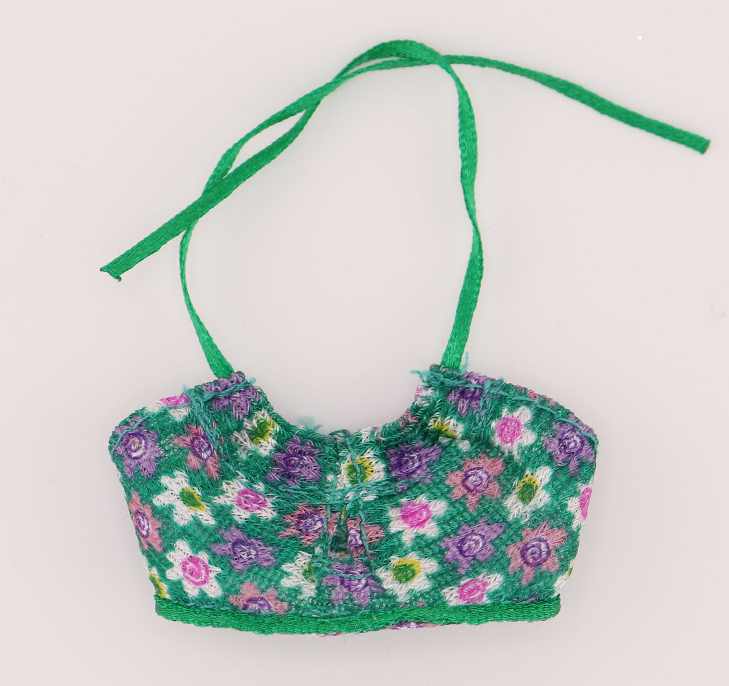 Green Floral Print Halter Top