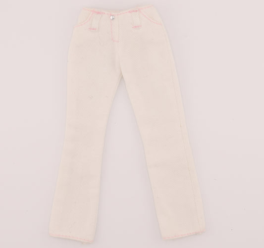 White Pants with Pink Thread