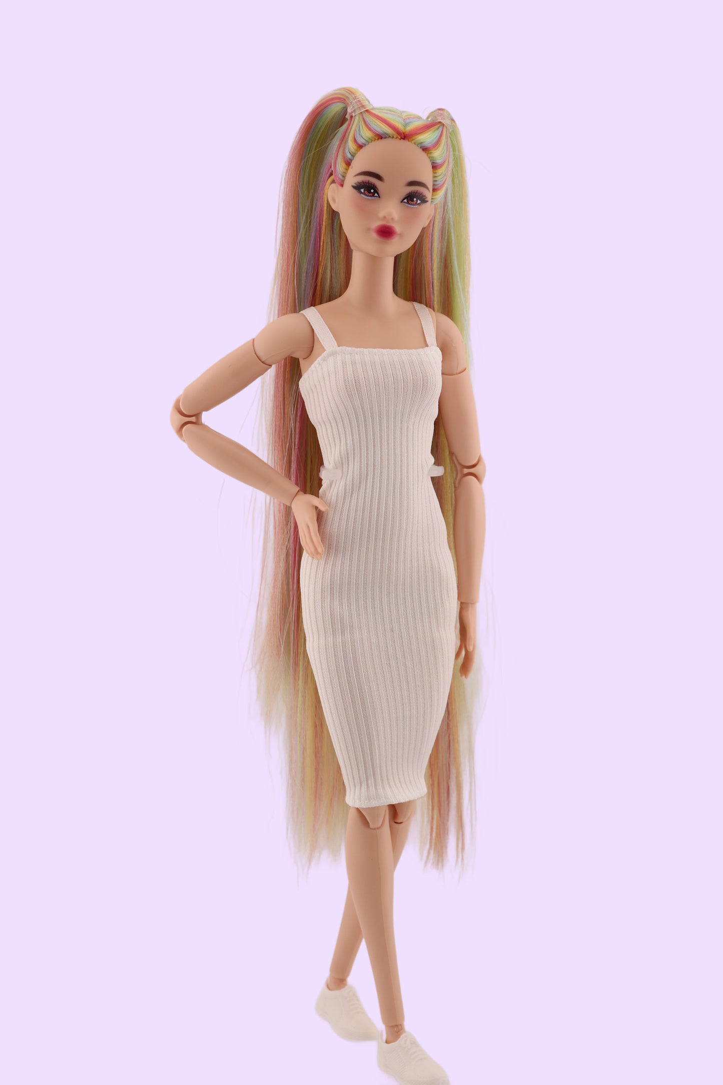 Ethereal Pastel Rainbow Hair Odile Barbie Reroot