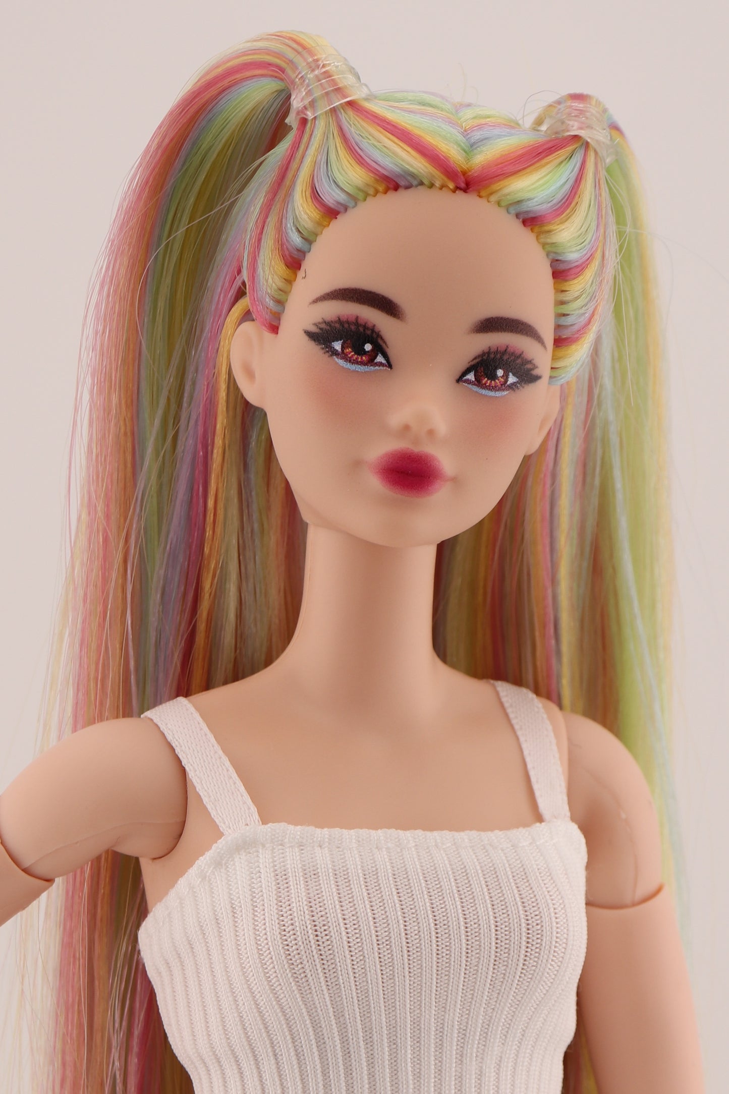 Ethereal Pastel Rainbow Hair Odile Barbie Reroot