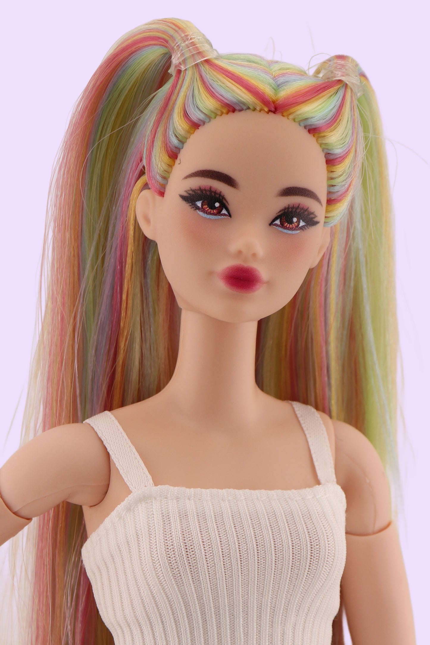 Ethereal Pastel Rainbow Hair Odile Barbie Reroot