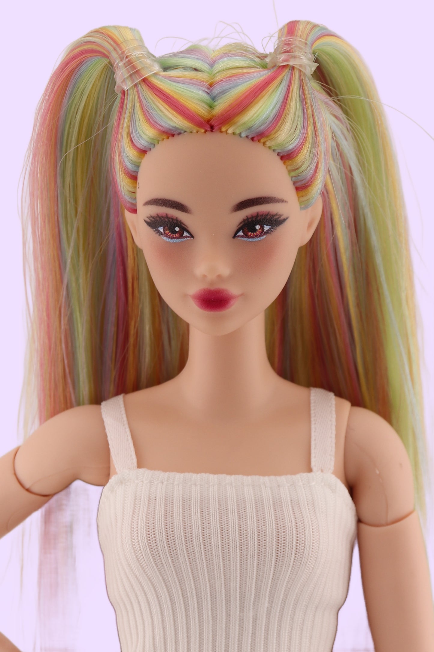 Ethereal Pastel Rainbow Hair Odile Barbie Reroot