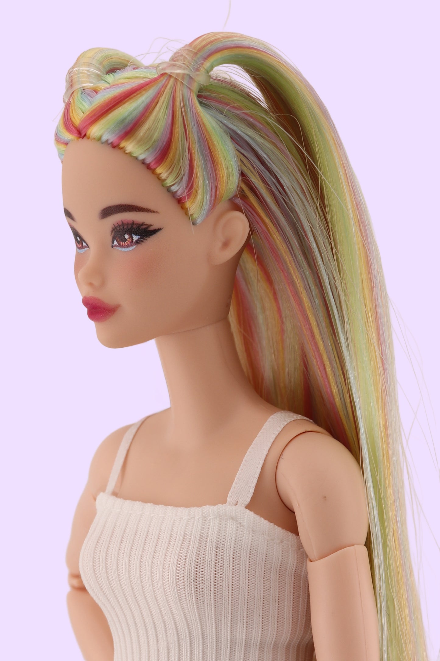 Ethereal Pastel Rainbow Hair Odile Barbie Reroot