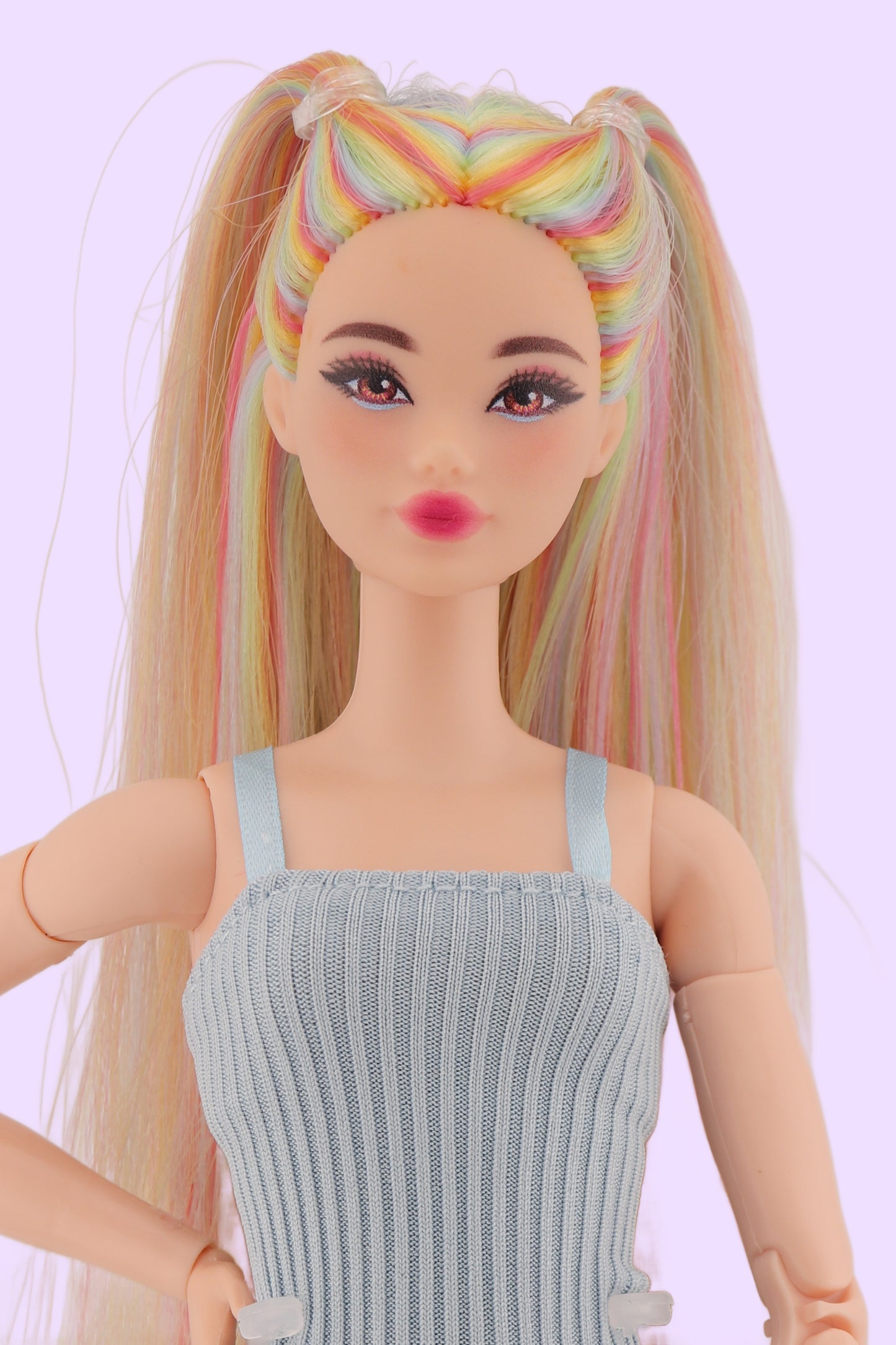 Ethereal Pastel Rainbow Hair Odile Barbie Reroot (2)