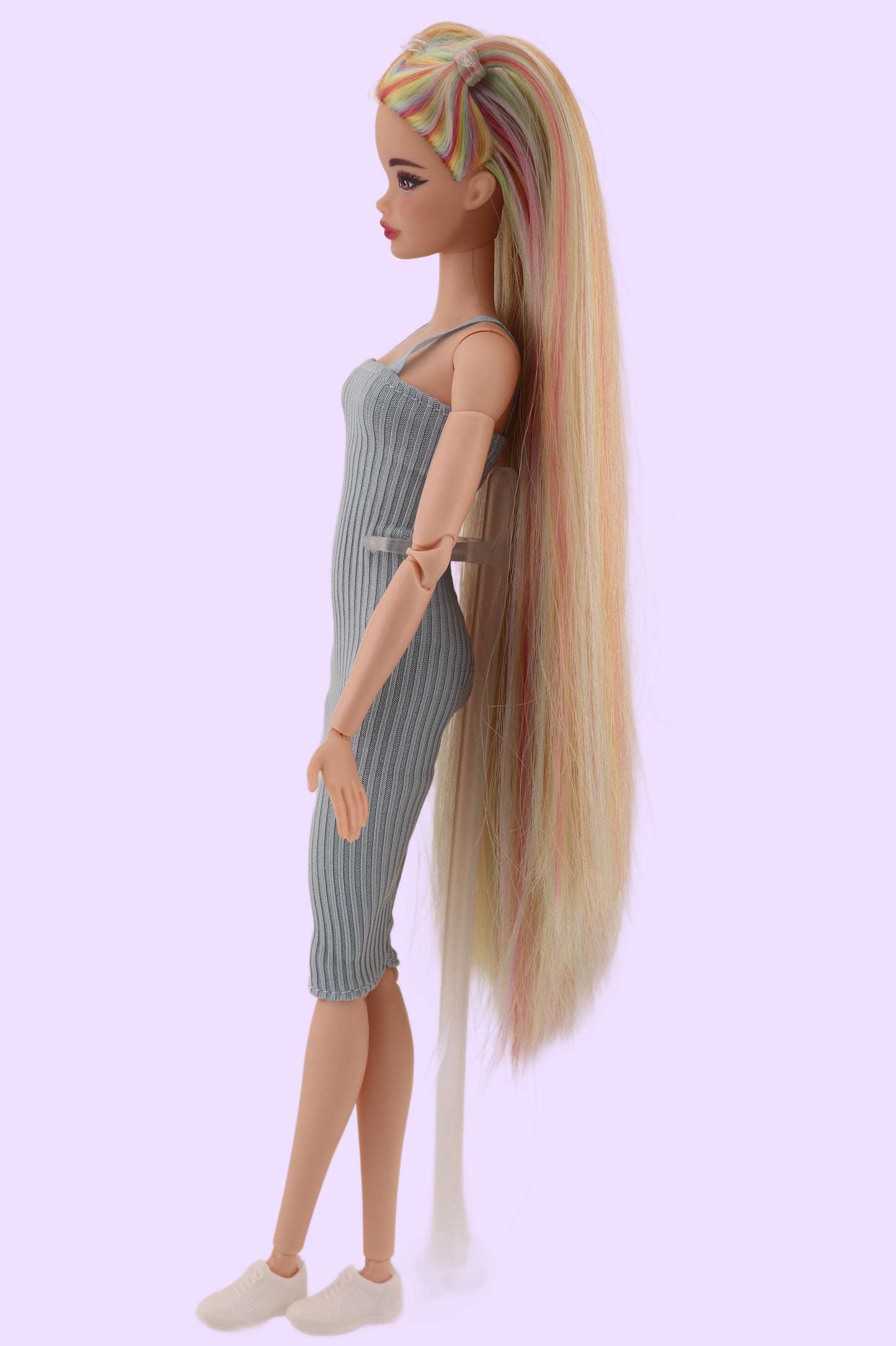 Ethereal Pastel Rainbow Hair Odile Barbie Reroot (2)