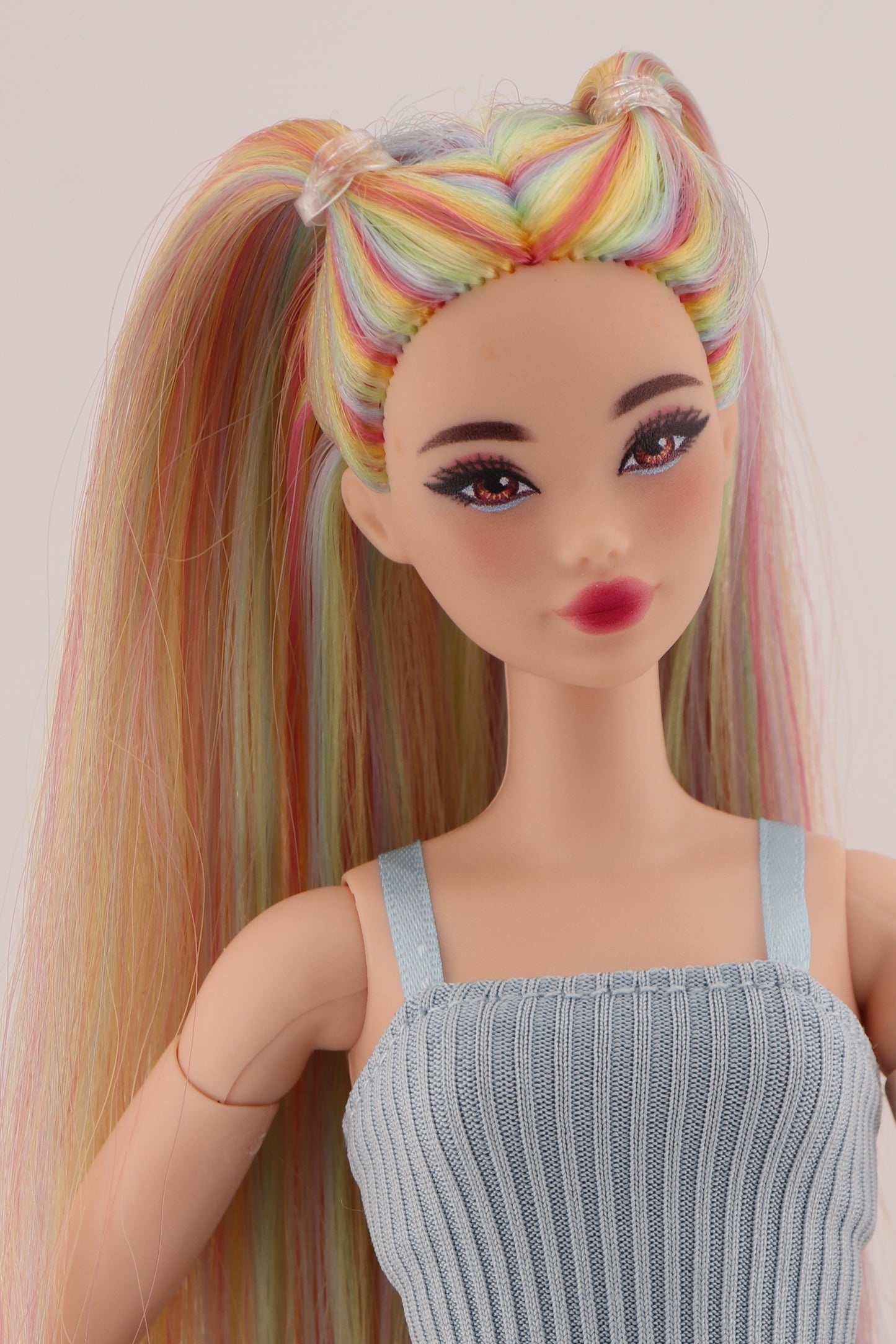 Ethereal Pastel Rainbow Hair Odile Barbie Reroot (2)
