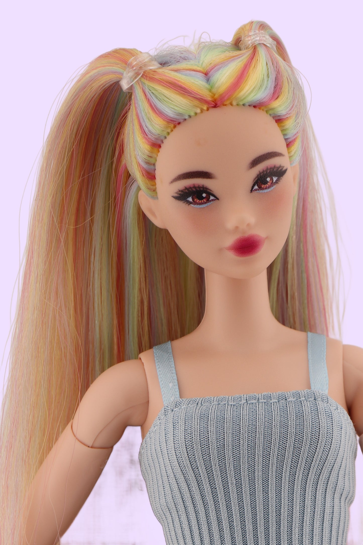 Ethereal Pastel Rainbow Hair Odile Barbie Reroot (2)