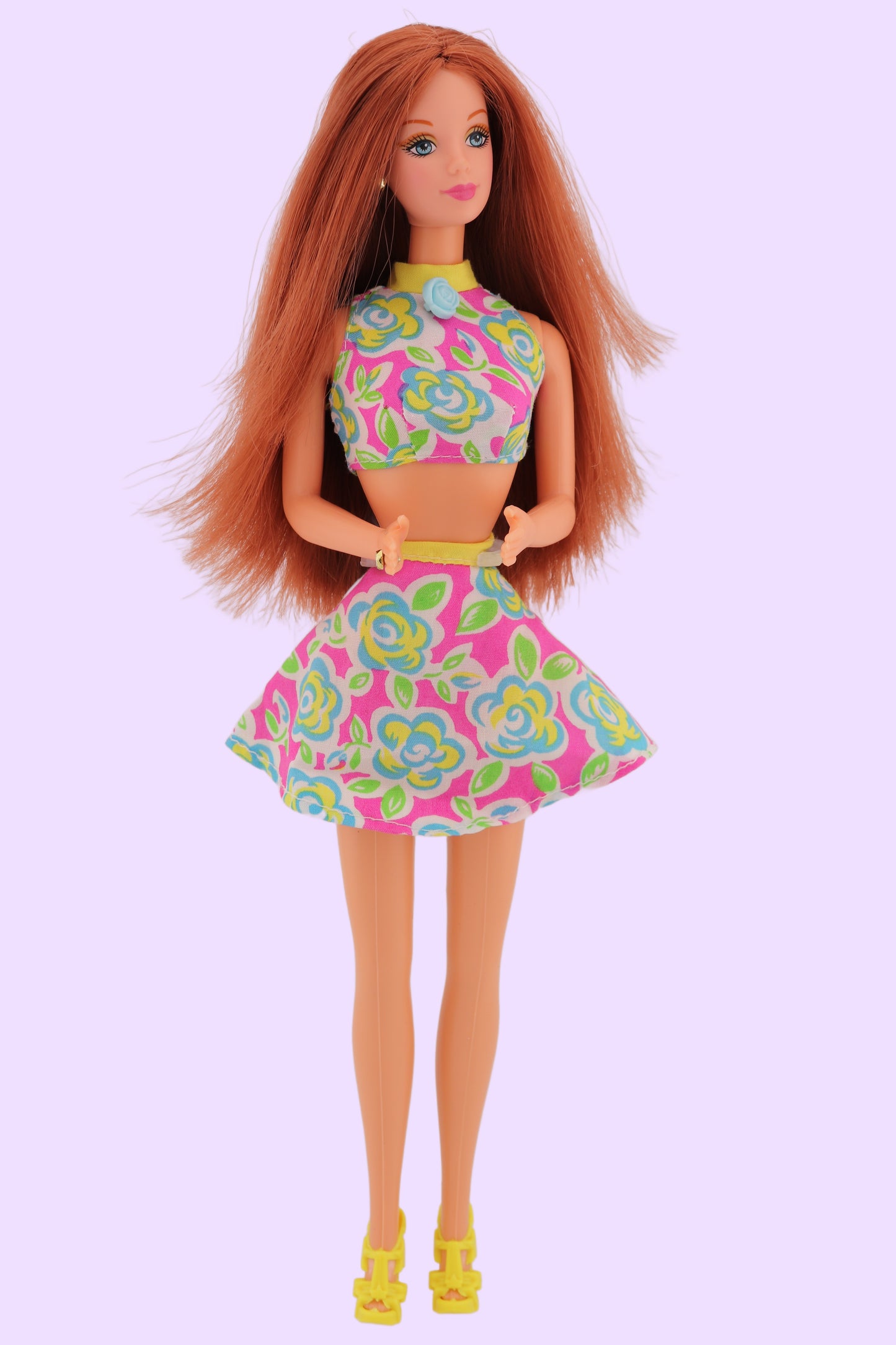 Portrait in Blue Barbie Restyled in Floral Outfit