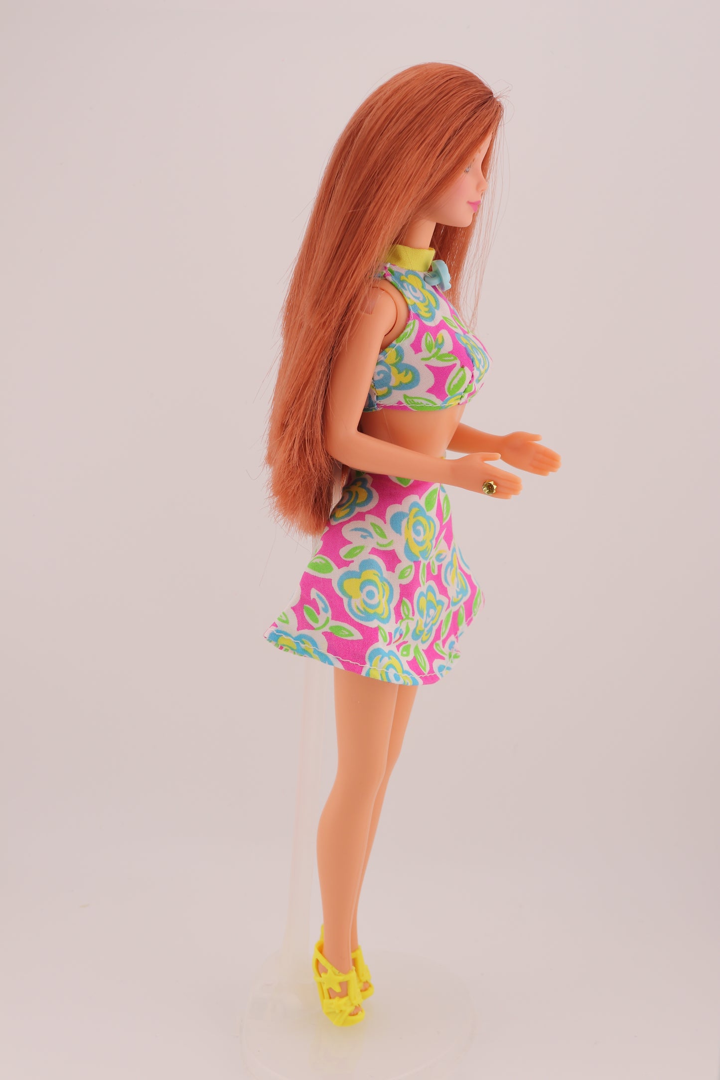 Portrait in Blue Barbie Restyled in Floral Outfit