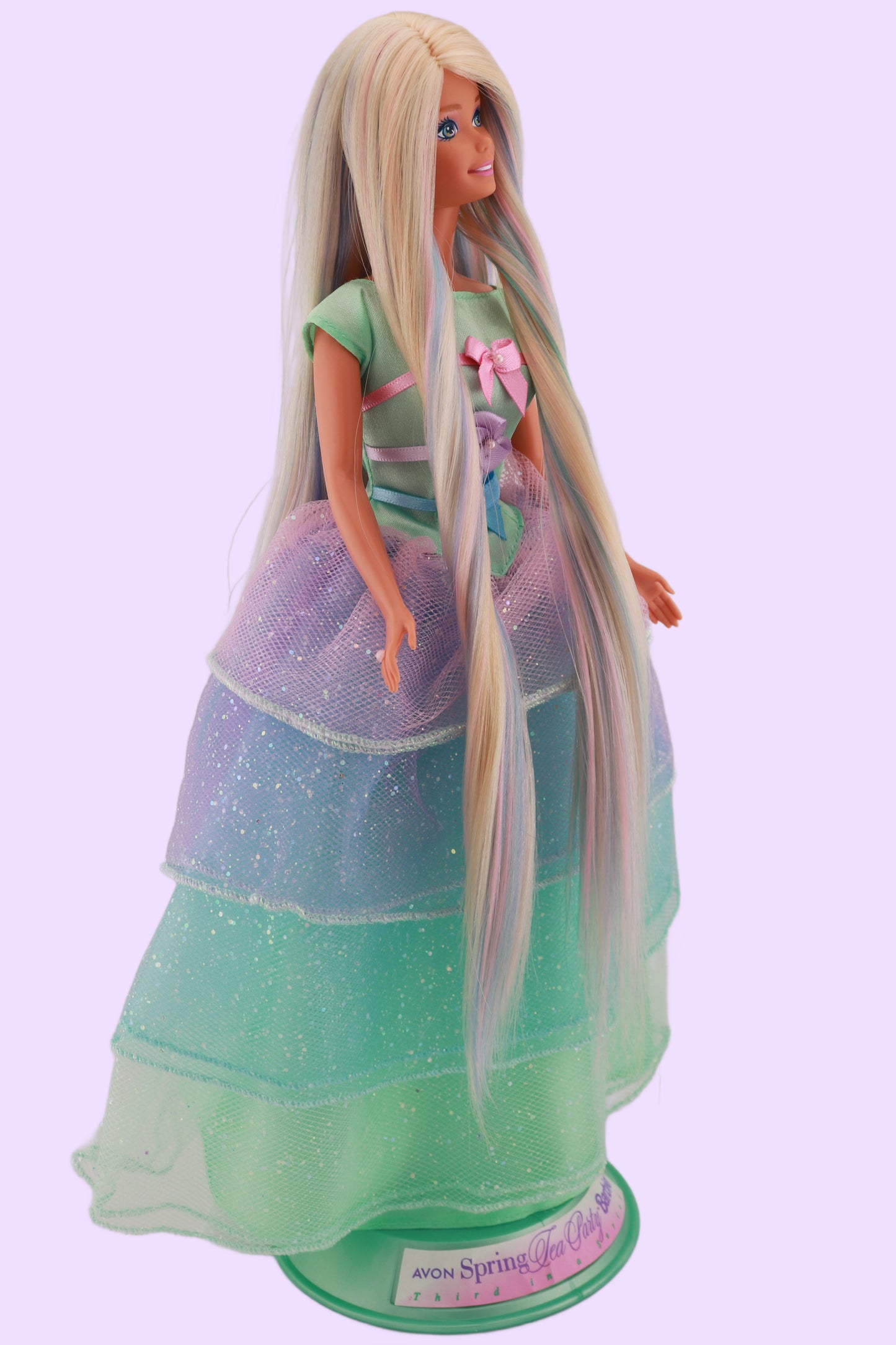Pastel Hair on Spring Tea Party Avon Barbie Rerooted