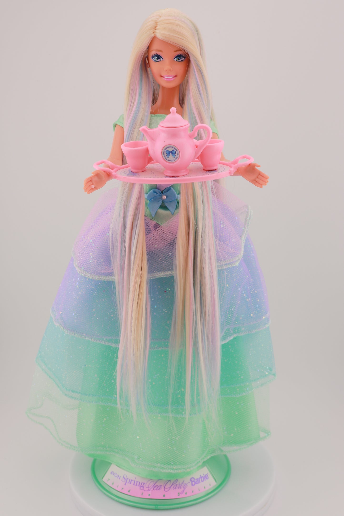 Pastel Hair on Spring Tea Party Avon Barbie Rerooted