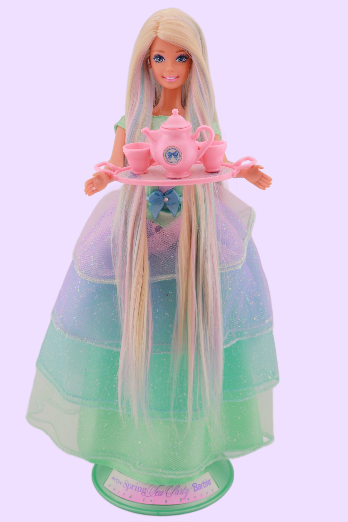 Pastel Hair on Spring Tea Party Avon Barbie Rerooted