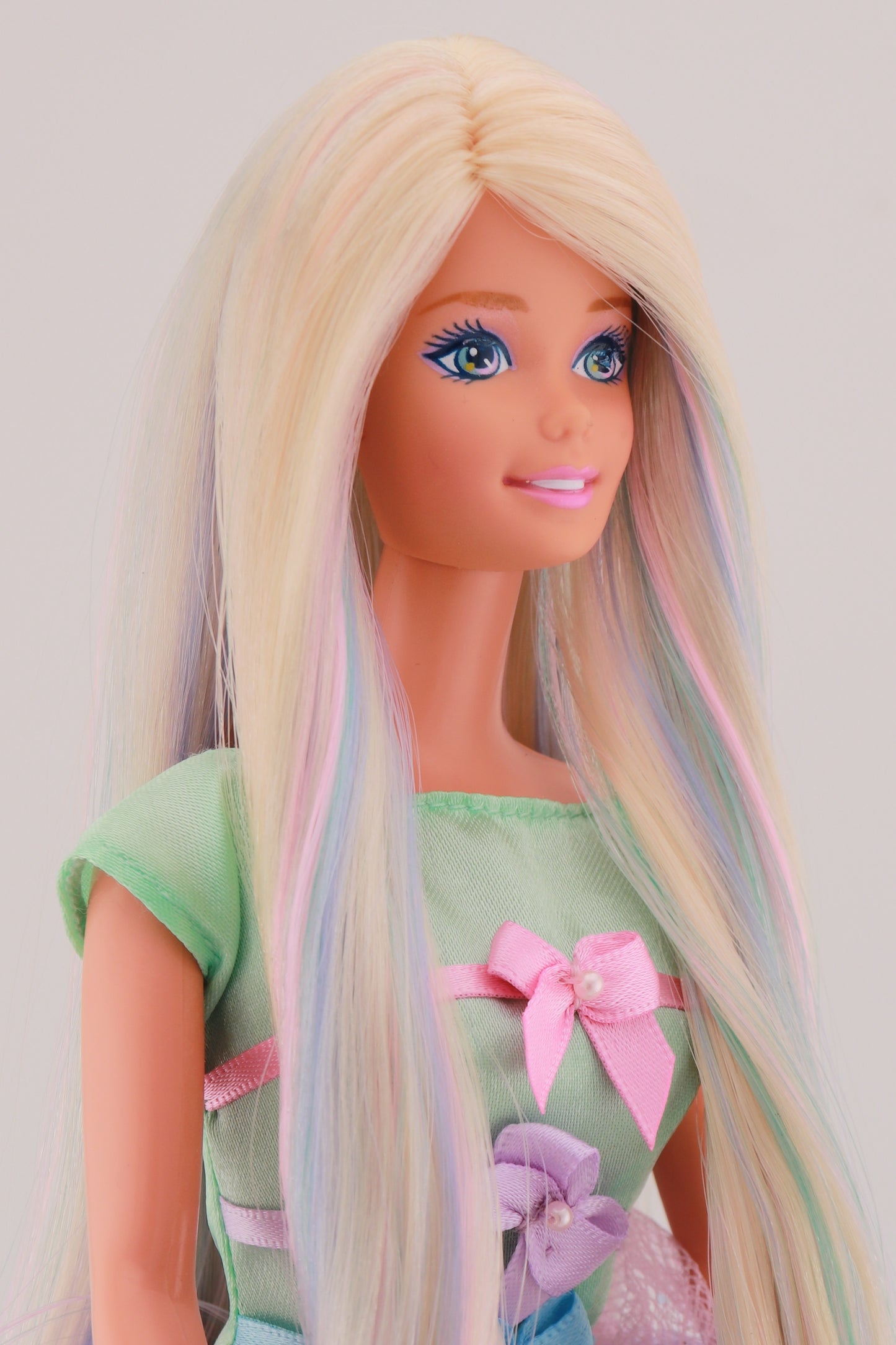 Pastel Hair on Spring Tea Party Avon Barbie Rerooted
