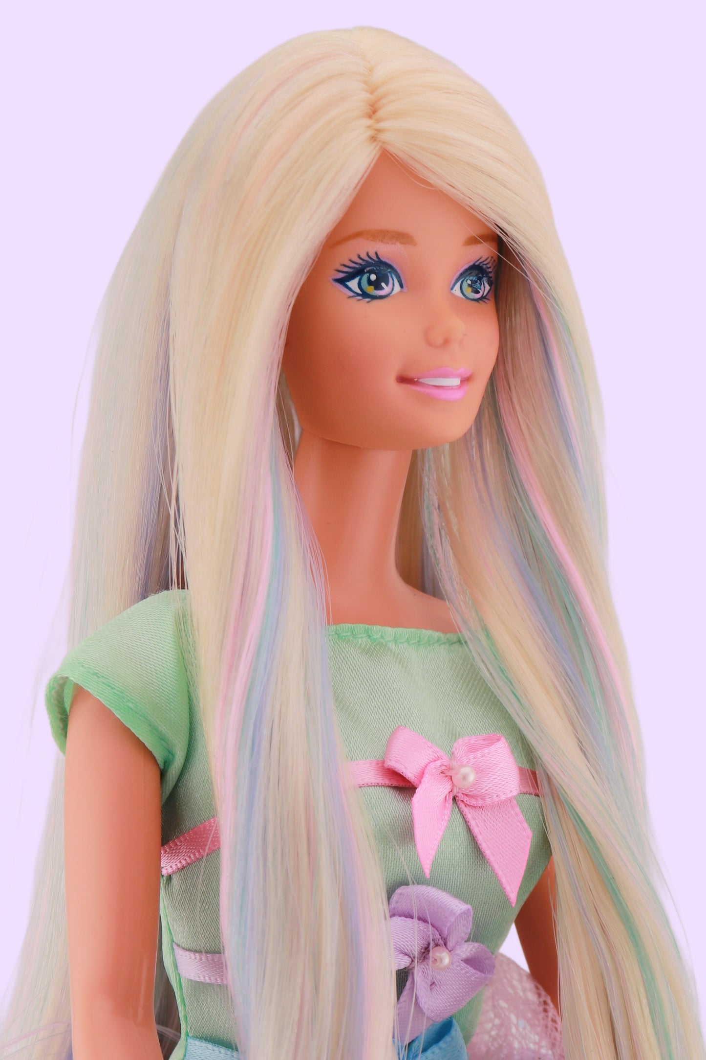 Pastel Hair on Spring Tea Party Avon Barbie Rerooted