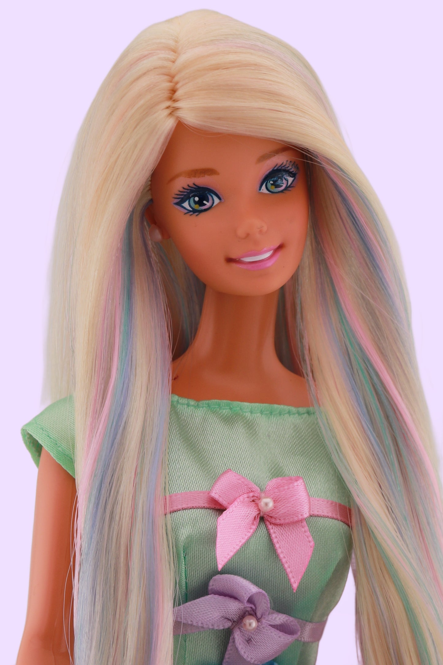 Pastel Hair on Spring Tea Party Avon Barbie Rerooted