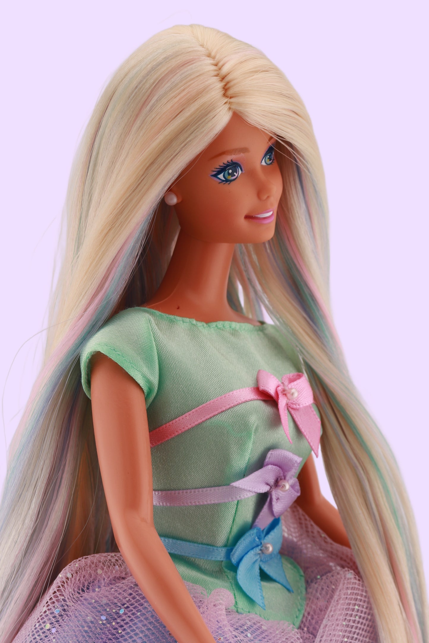 Pastel Hair on Spring Tea Party Avon Barbie Rerooted