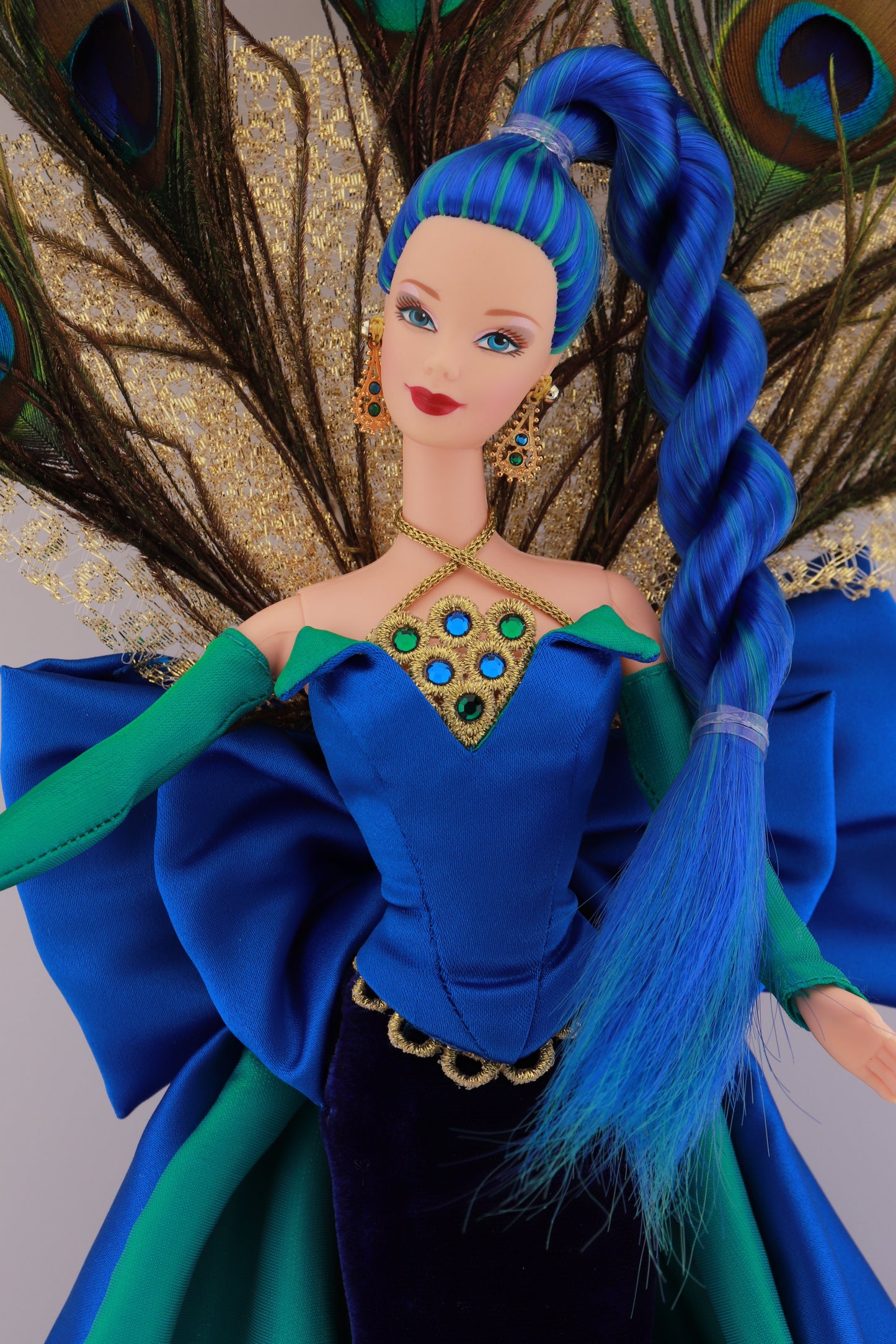 Custom Blue and Turquoise Hair Peacock Barbie