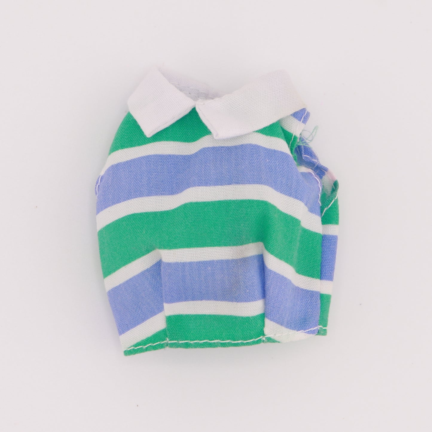 Blue and Green Striped Collared Crop Top