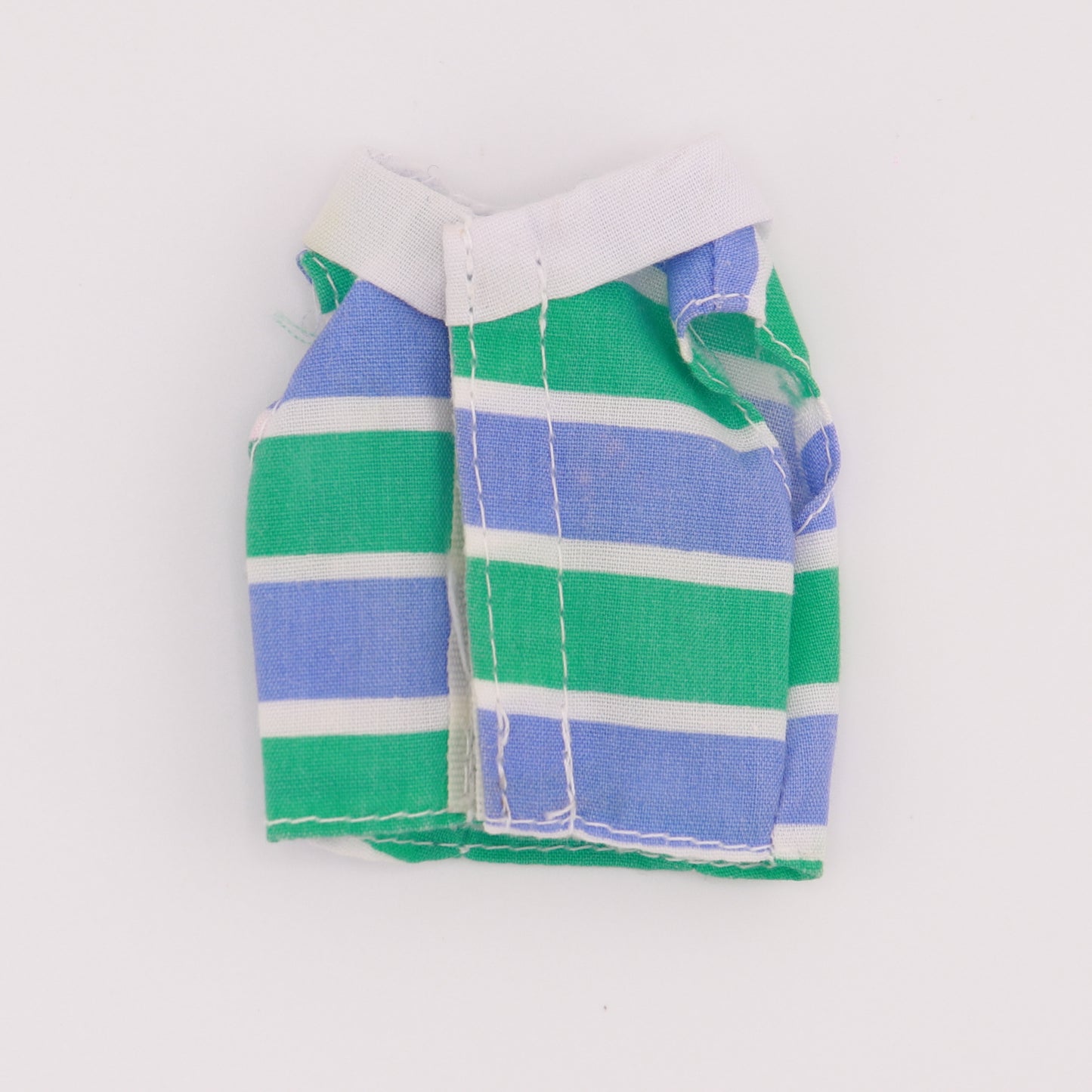 Blue and Green Striped Collared Crop Top