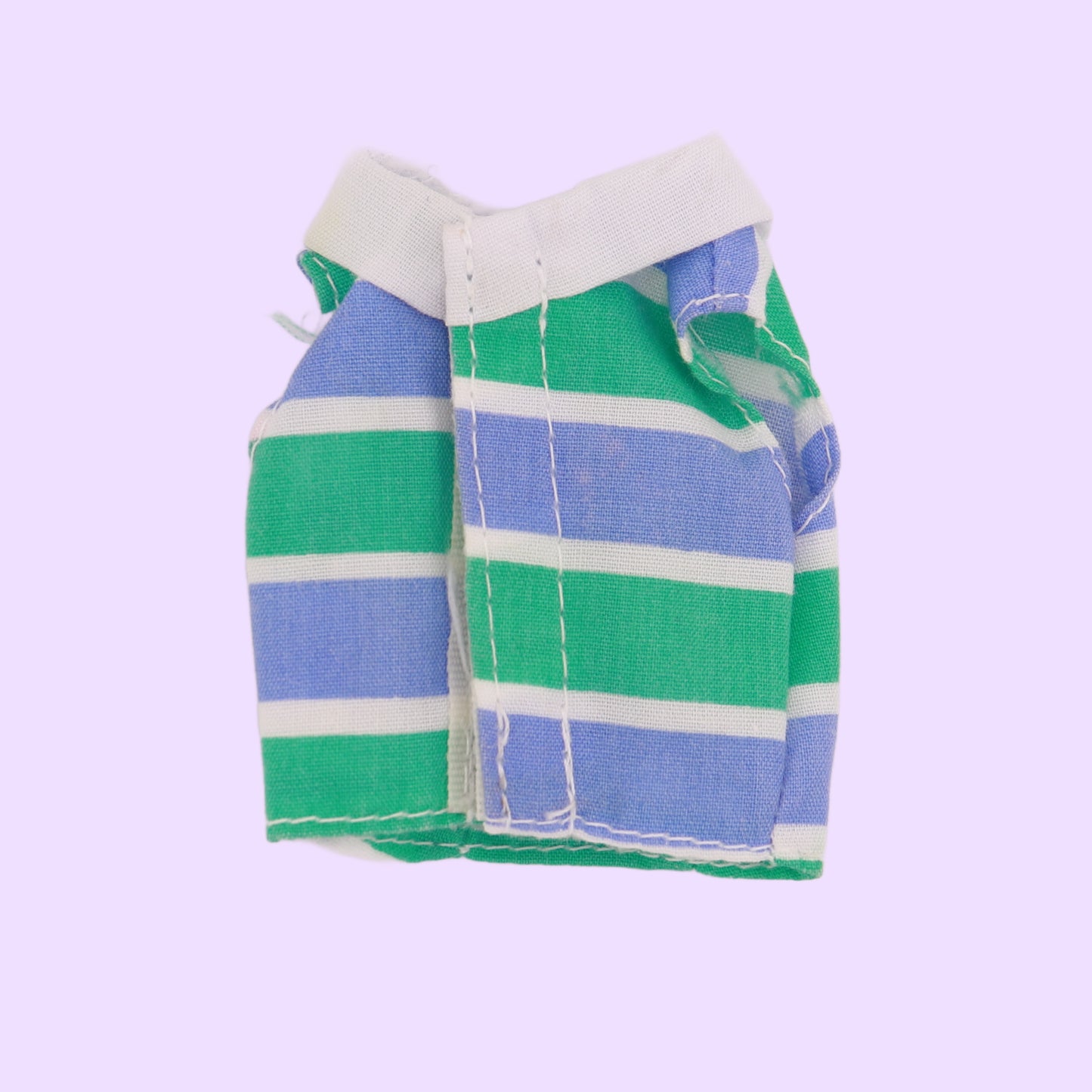 Blue and Green Striped Collared Crop Top