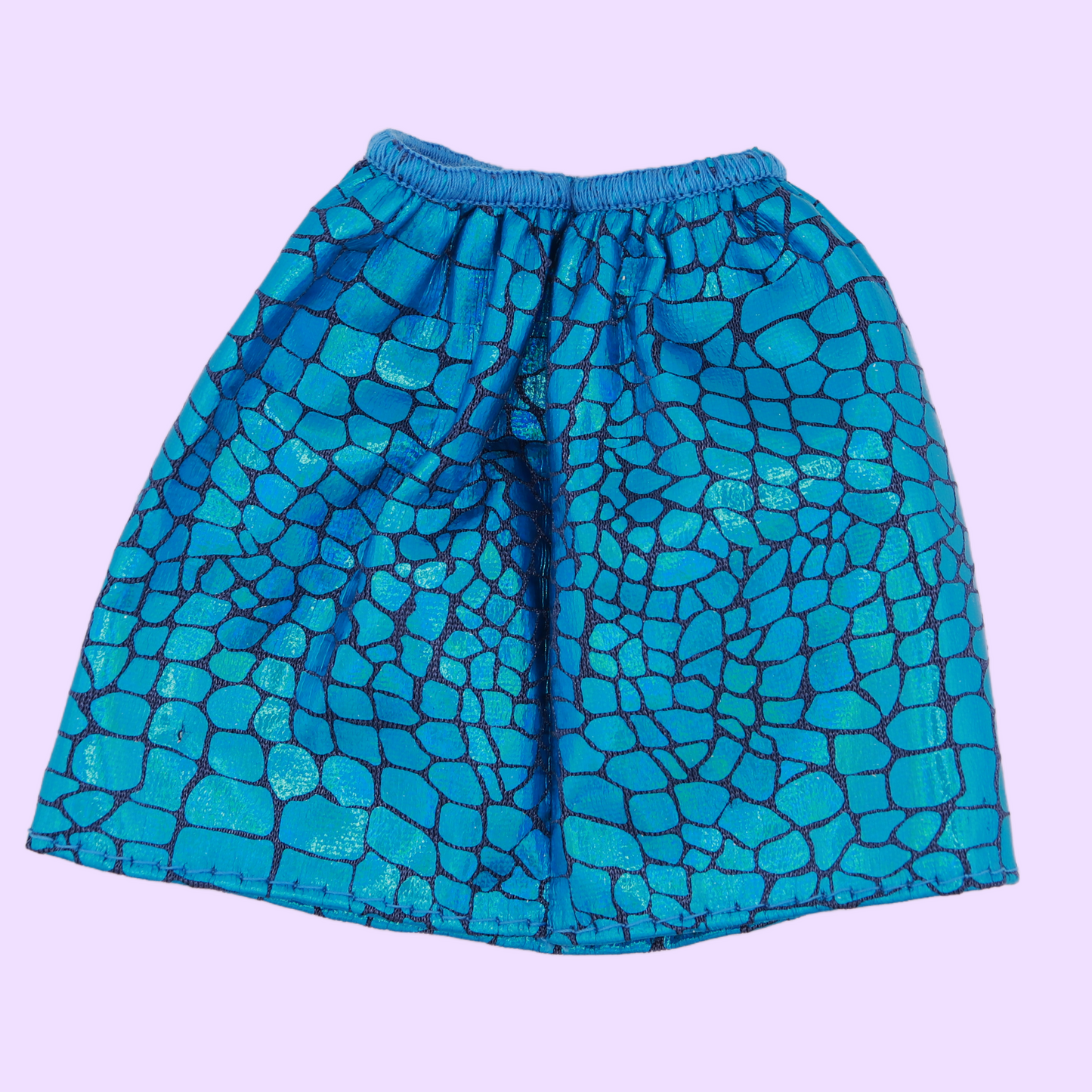 Blue Reptile Print Metallic Skirt