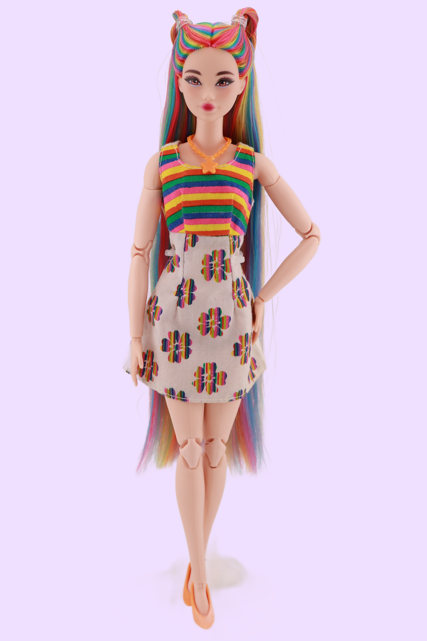 Signature Rainbow Hair Custom Reroot Odile Barbie