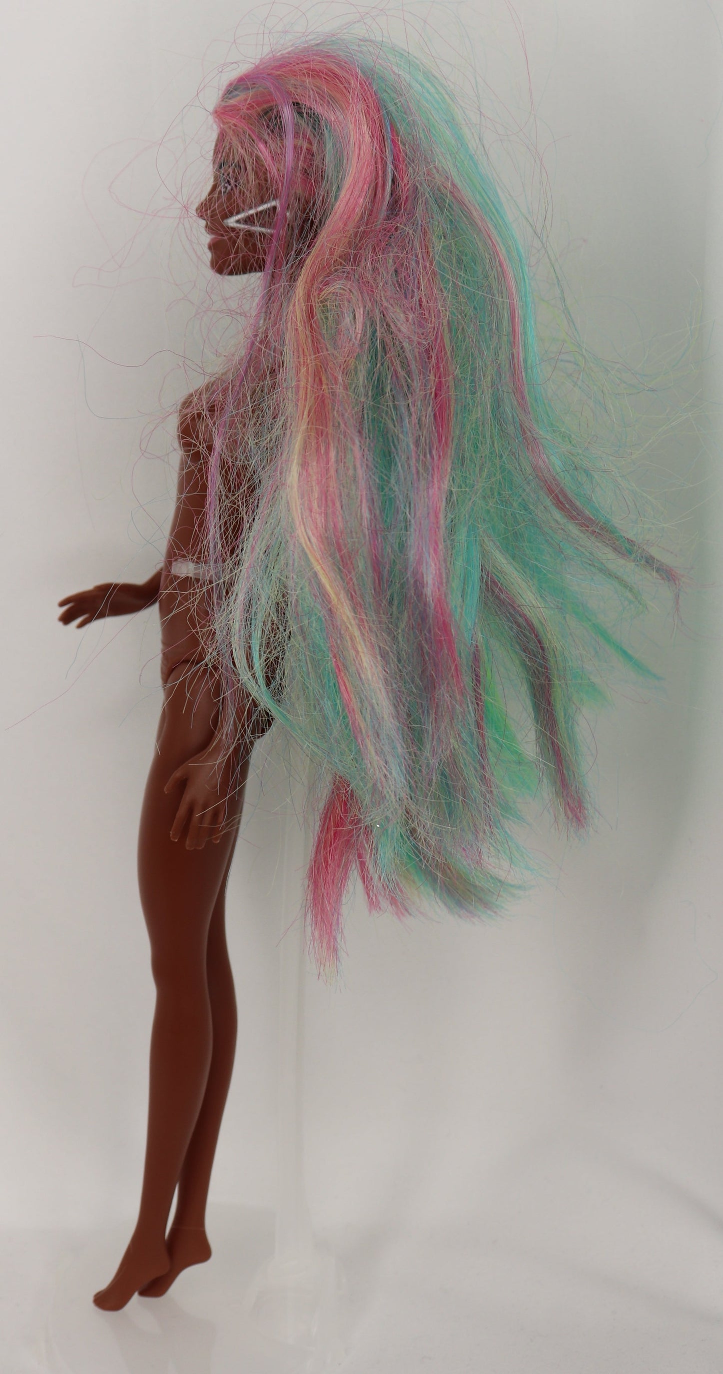 2020 African American Barbie With Leopard Rainbow Hair Restyled