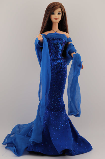 2002 Rare Sapphire September Birthstone Barbie Brunette