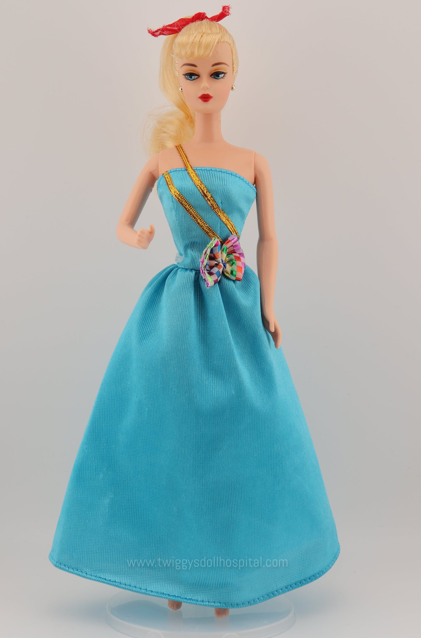 1990s Long Blue Barbie Dress