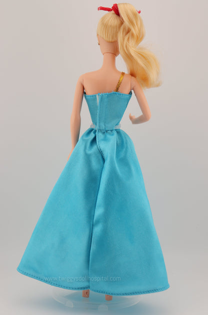 1990s Long Blue Barbie Dress