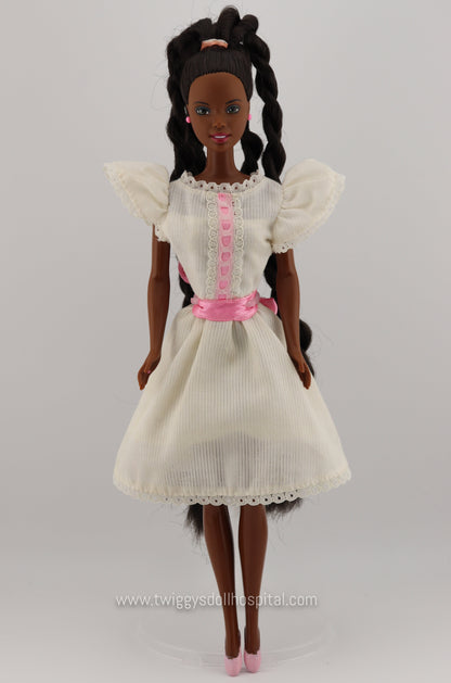 1984 My First Barbie White Dress with Pink Sash