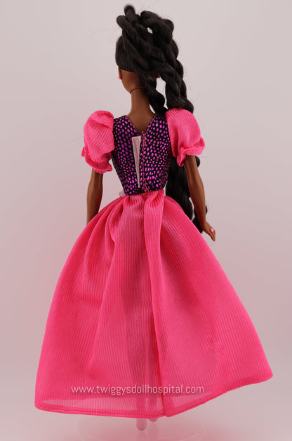 90s barbie pink dress Vintage 90s/early 2000s Barbie Light Pink off Shoulder Cocktail Dress With Light Pink High Heels | Genuine Barbie Tag Clothes