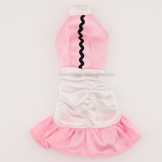 1990s Pink and White Ruffle Dress