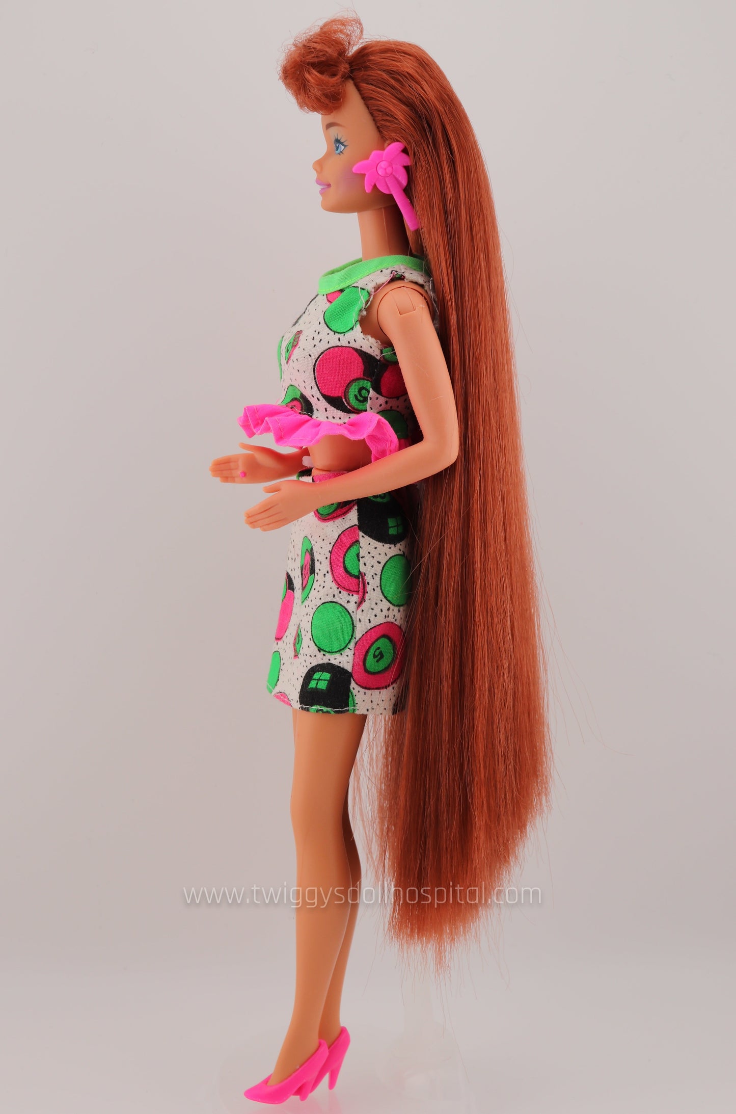 1993 Glitter Hair Barbie Red Head Restyled