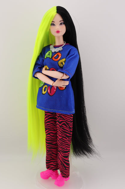 Billie Eilish inspired OOAK Barbie with Odile Face