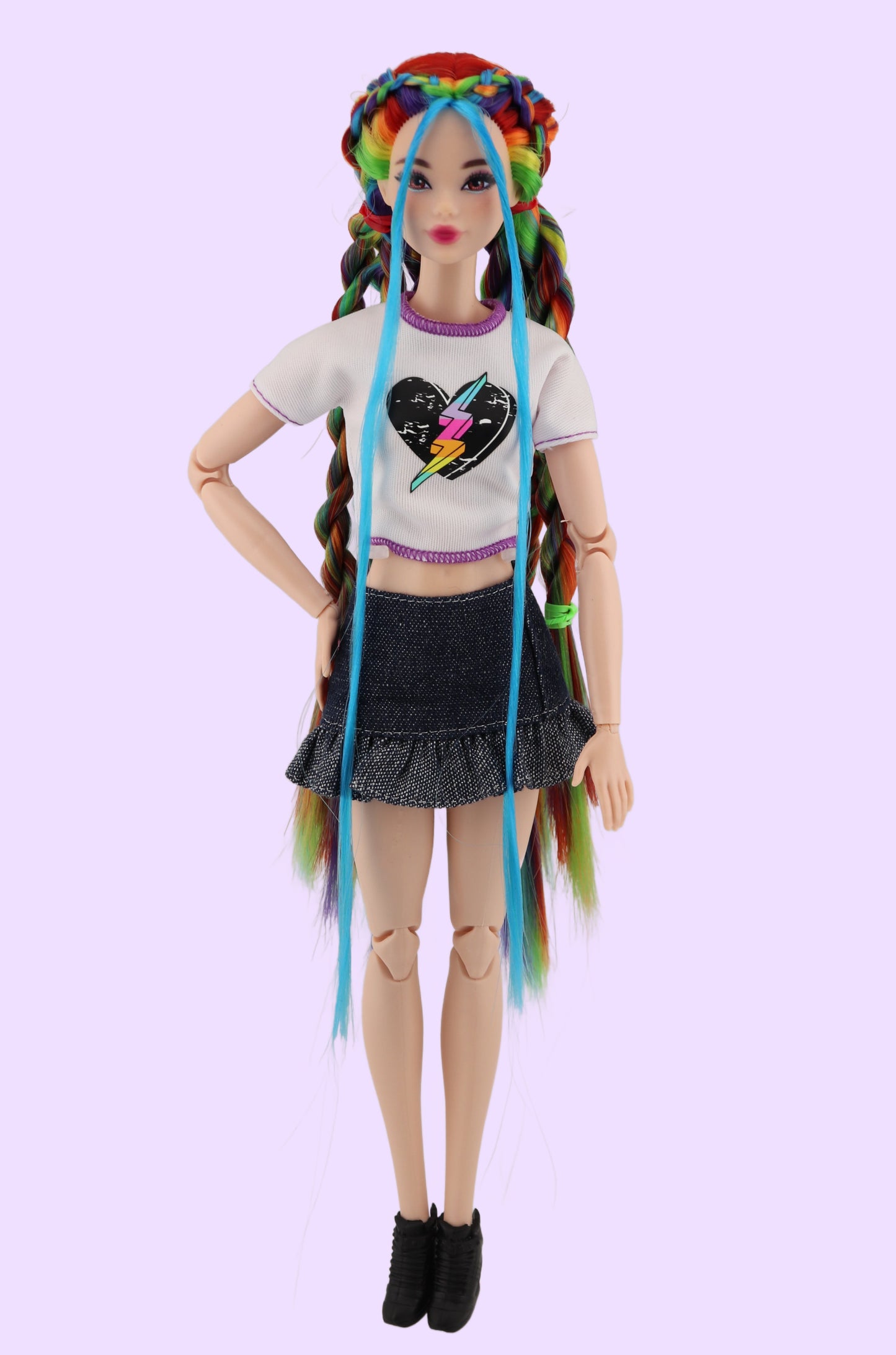 Rainbow Hair Custom OOAK Odile Barbie Doll Rerooted