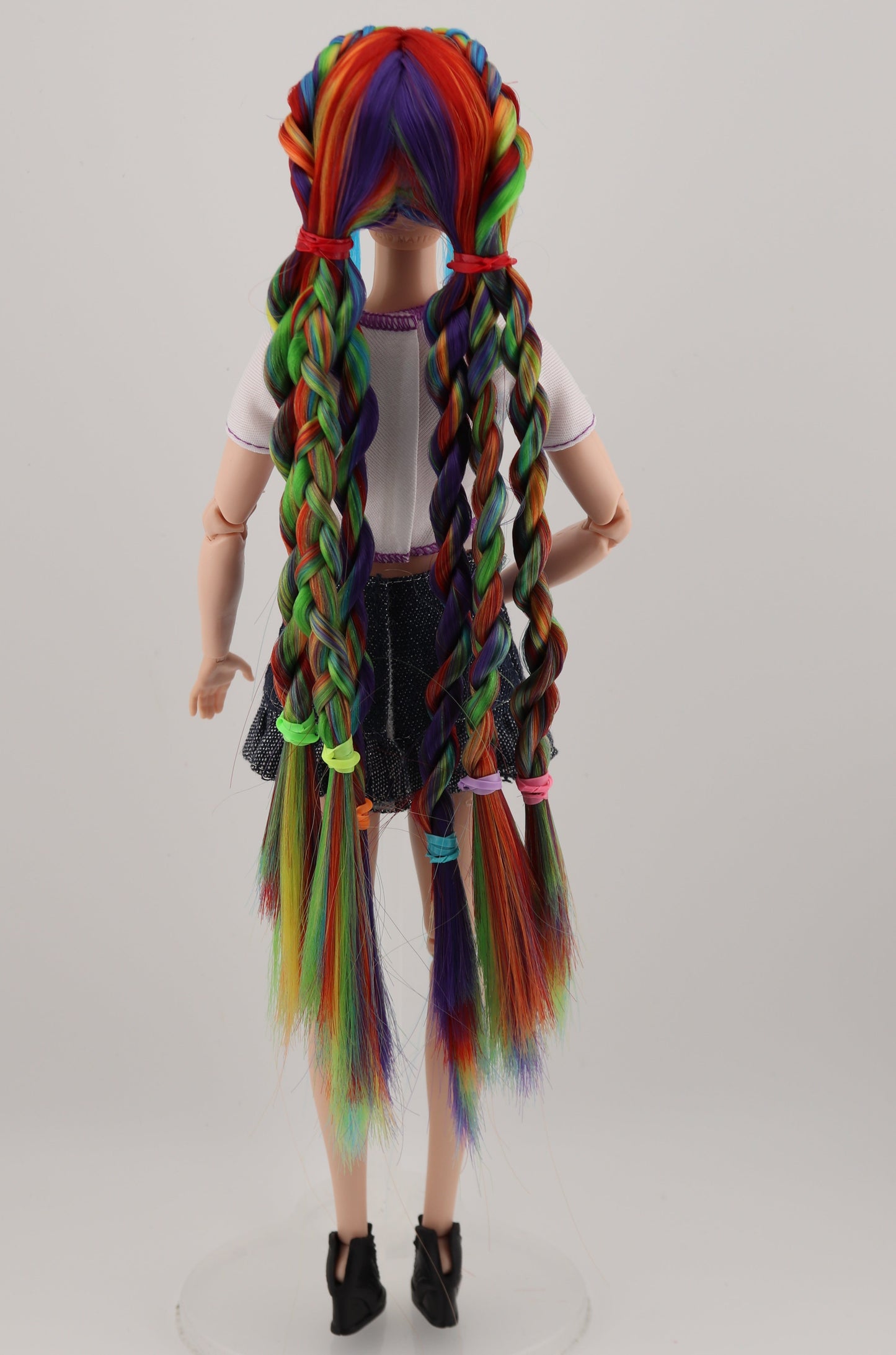 Rainbow Hair Custom OOAK Odile Barbie Doll Rerooted