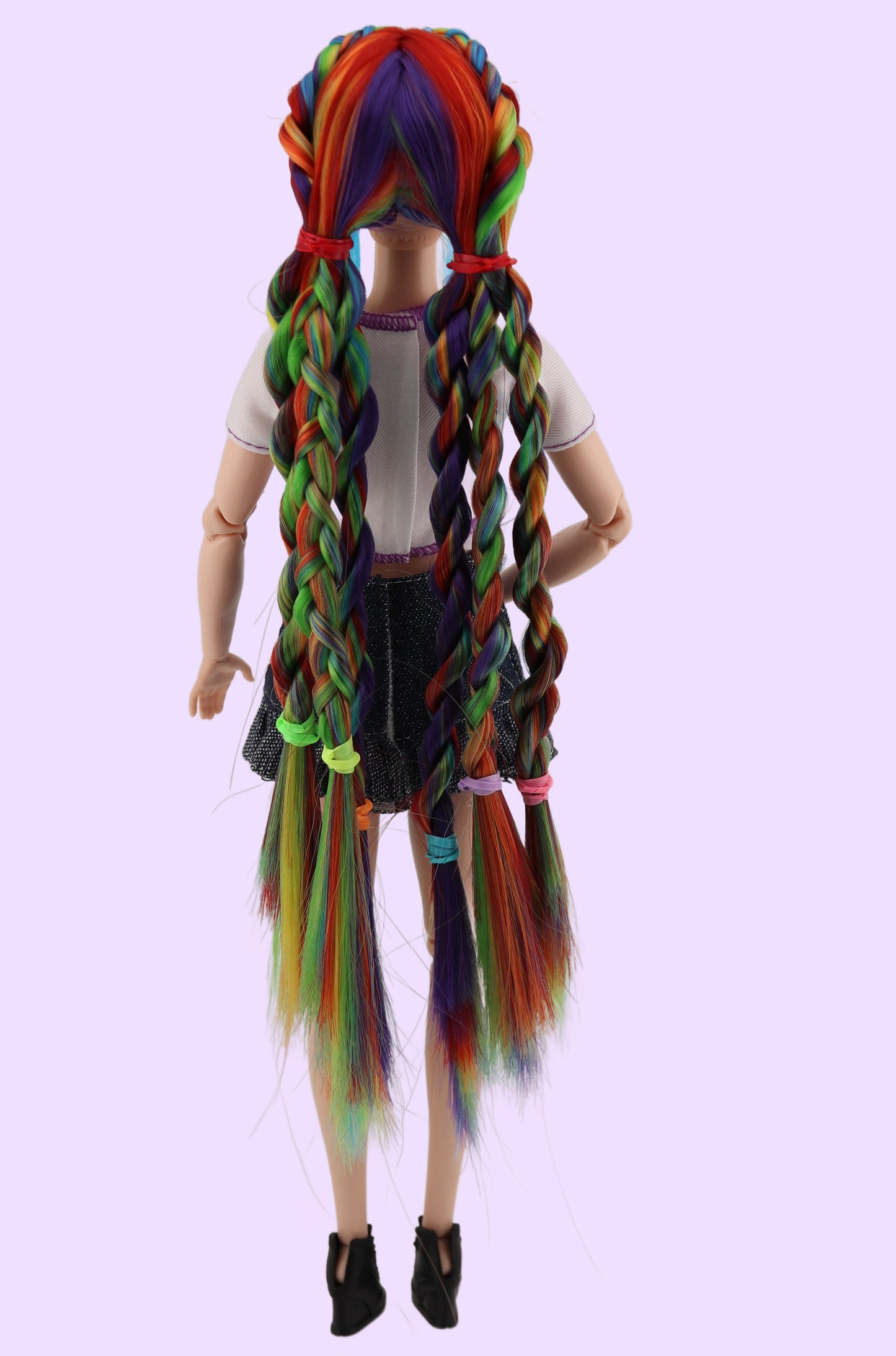 Rainbow Hair Custom OOAK Odile Barbie Doll Rerooted